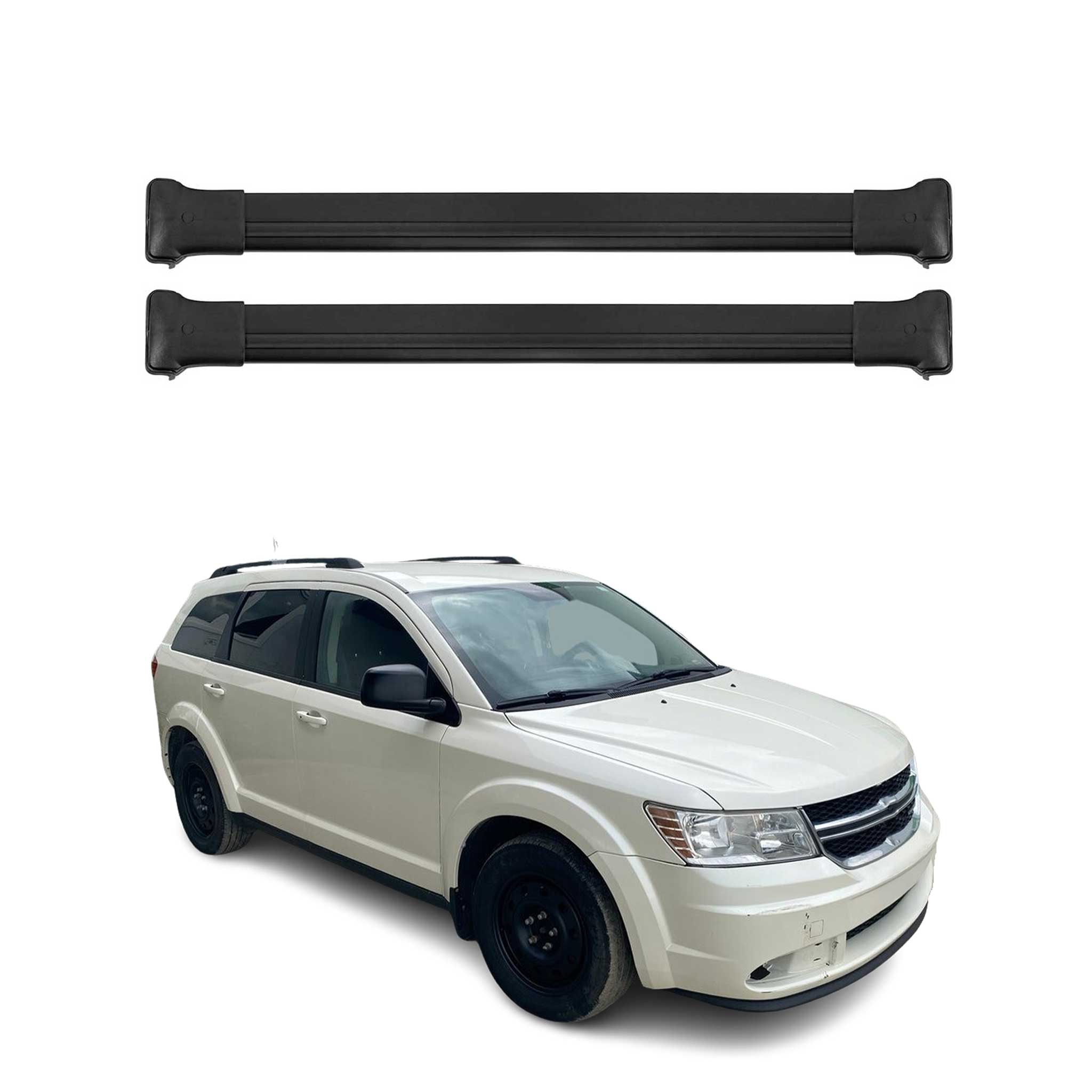 OMAC Barres de toit en aluminium pour Dodge Journey 2008-2021 Noir 2Pcs TÜV