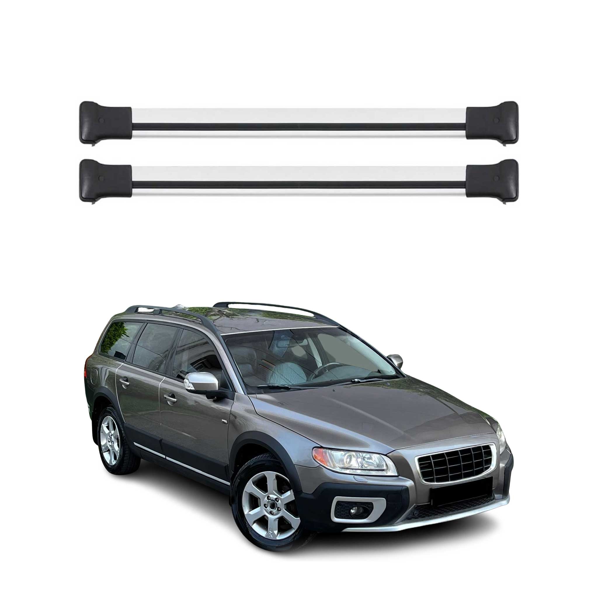 Barres de toit transversales pour Volvo XC70 2008-2016 Aluminium Gris 2Pcs