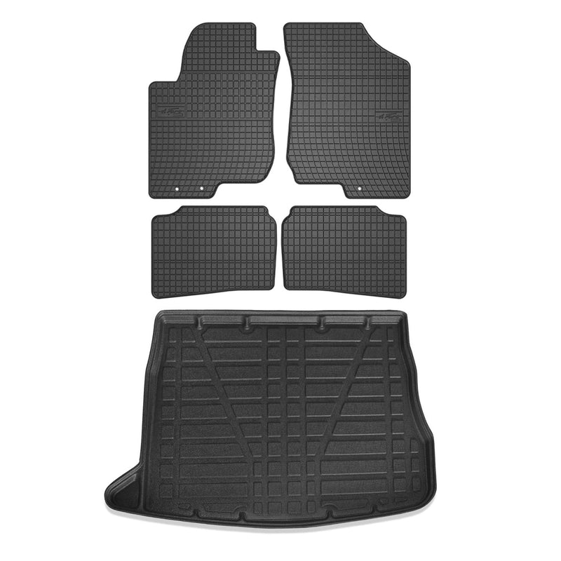 Kit Tapis de sol et coffre pour Kia Cee'd 2006-2012 TPE Noir