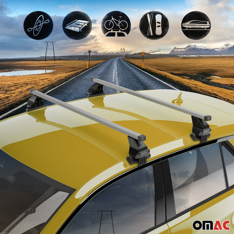 Menabo Barres de toit Transversales pour Citroen C5 X 2022-2025 Alu Argenté 2x