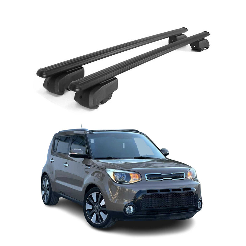 Barres de toit Transversales pour Kia Soul 2014-2019 Aluminium Noir ABE