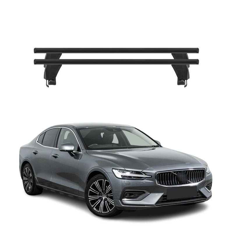 Menabo Barres de toit Transversales pour Volvo S60 2018-2025 Alu Noir ABE 2x