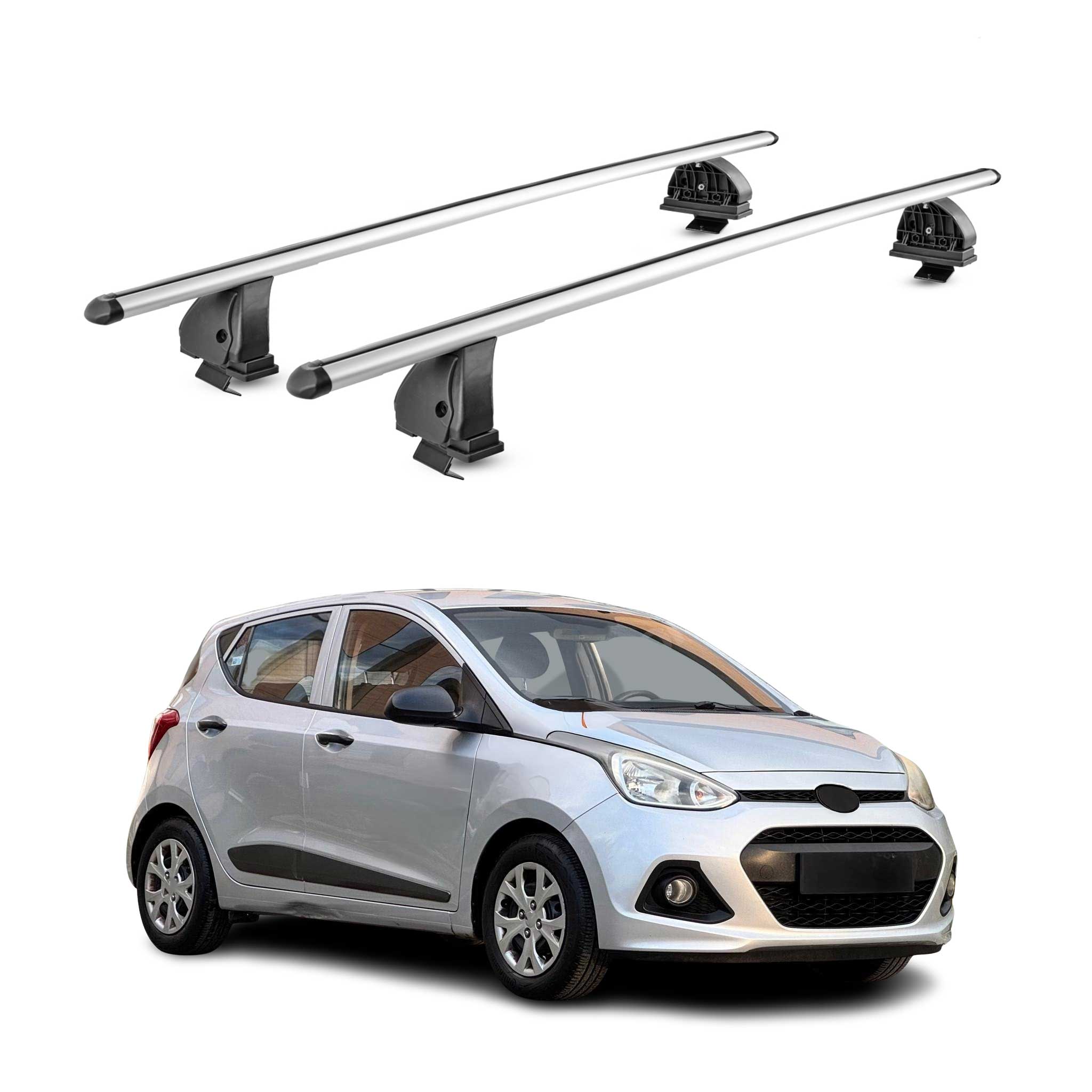 Barres de toit transversales Alu pour Hyundai i10 I 2007-2013 TÜV 75 kg Gris 2x
