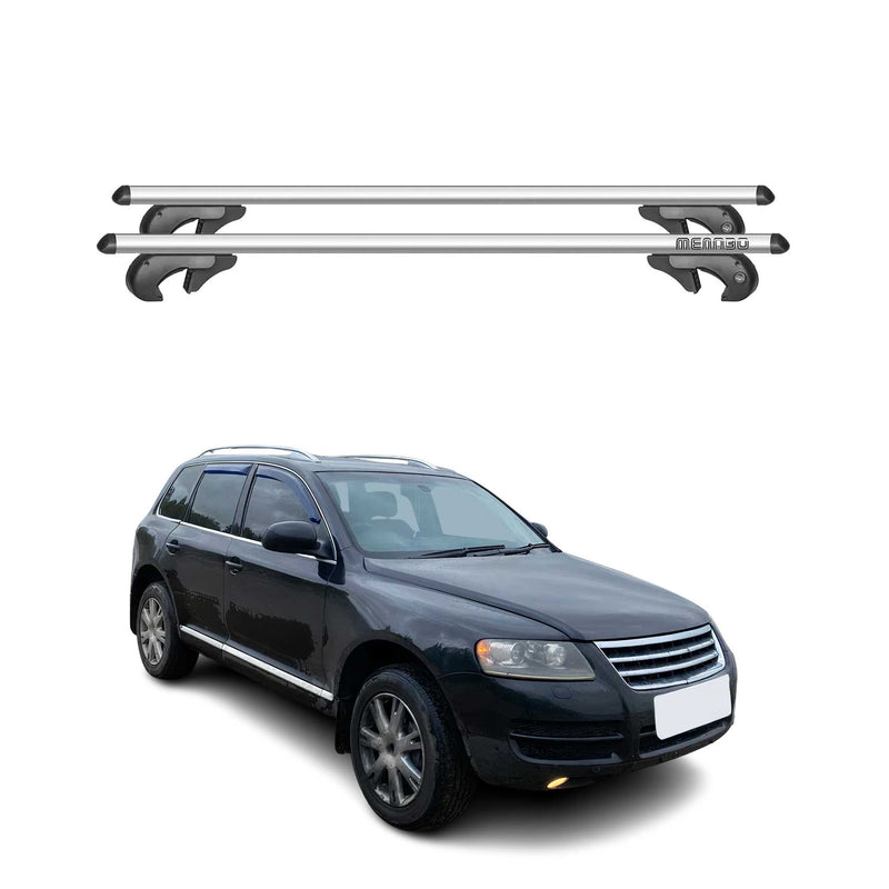 Barres de toit transversales pour VW Touareg 7L 2002-2006 90kg Alu Gris 2tlg