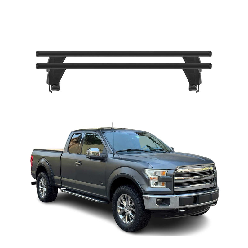 Menabo Barres de toit Transversales pour Ford F150 2015-2025 Alu Noir ABE 2x