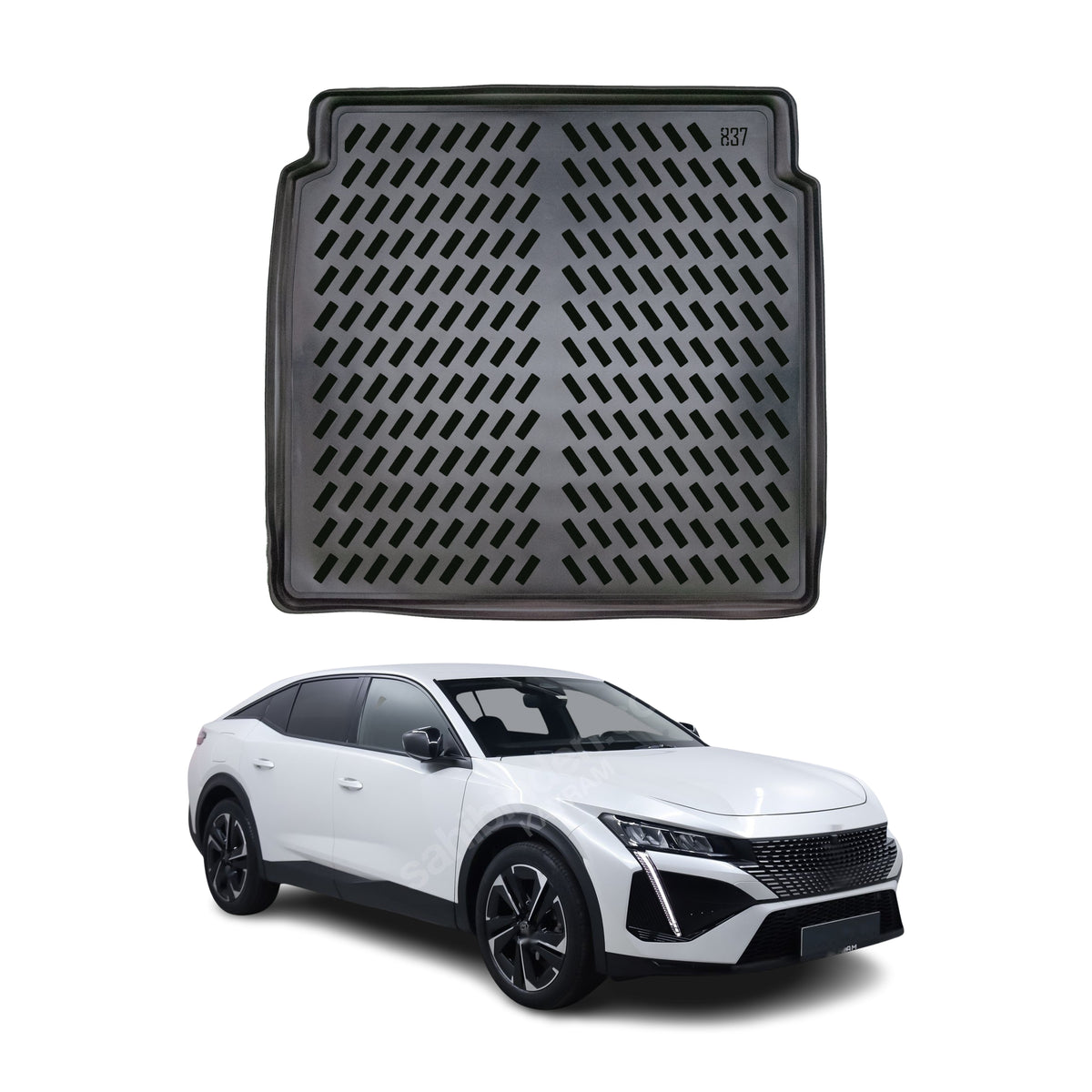 Tapis de coffre pour Peugeot 408 2023-2027 Noir 3D en Caoutchouc TPE