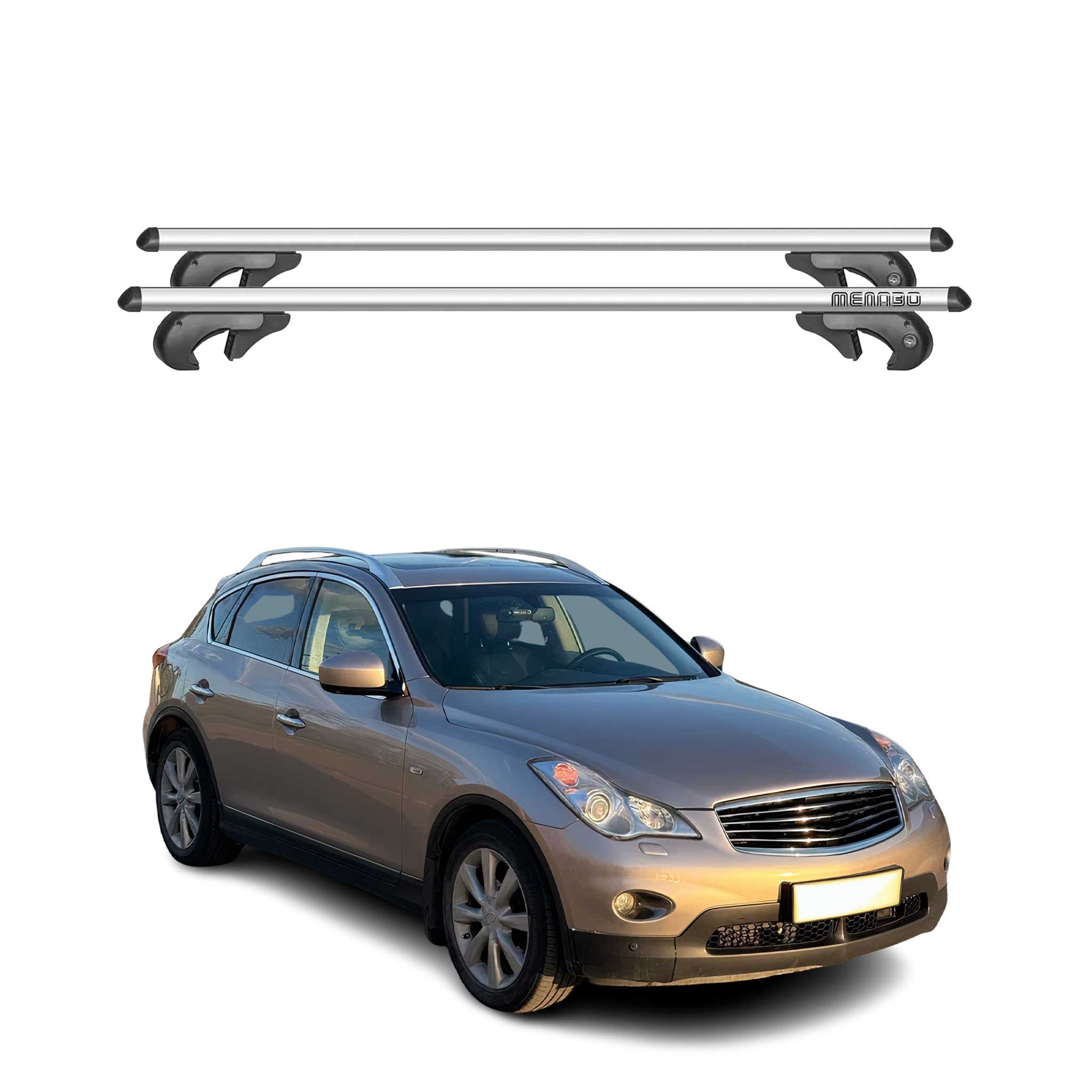 Barres de toit transversales pour Infiniti EX35 EX37 2008-2013 90kg Alu Gris 2x