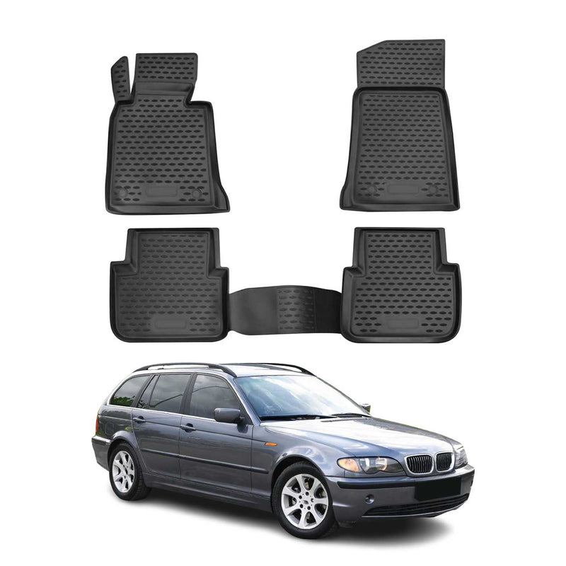 OMAC 3D Tapis de sol pour BMW Série 3 E46 Berline Break 1998-2005 TPE 4Pcs