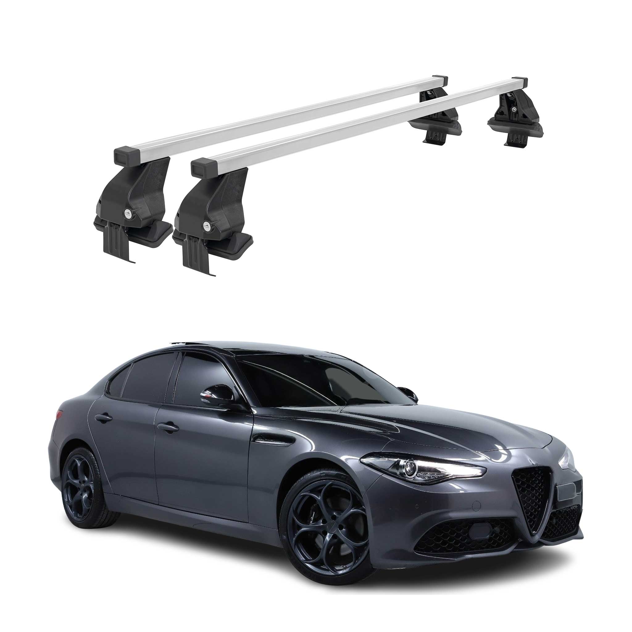 Barres de toit transversales Menabo pour Alfa Romeo Giulia 2016-2025 Acier Gris