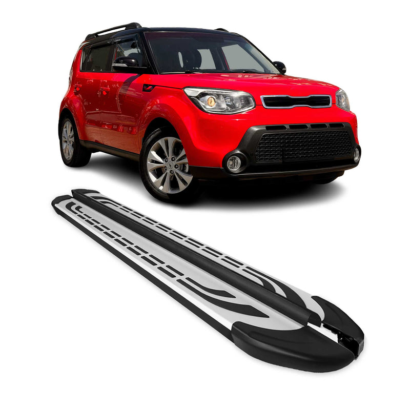 Marchepieds Latéraux pédale pour Kia Soul 2014-2019 Aluminium Gris Noir 2x