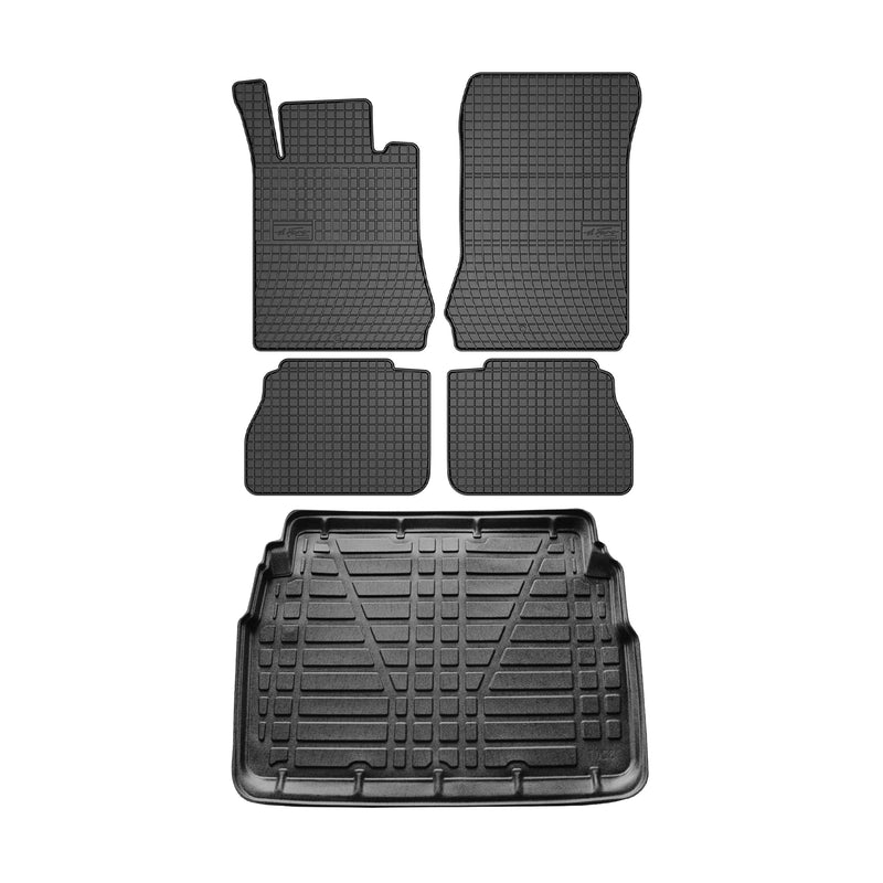 Kit Tapis de sol et coffre pour Mercedes E-Klasse 1996-2001 Berline TPE Noir