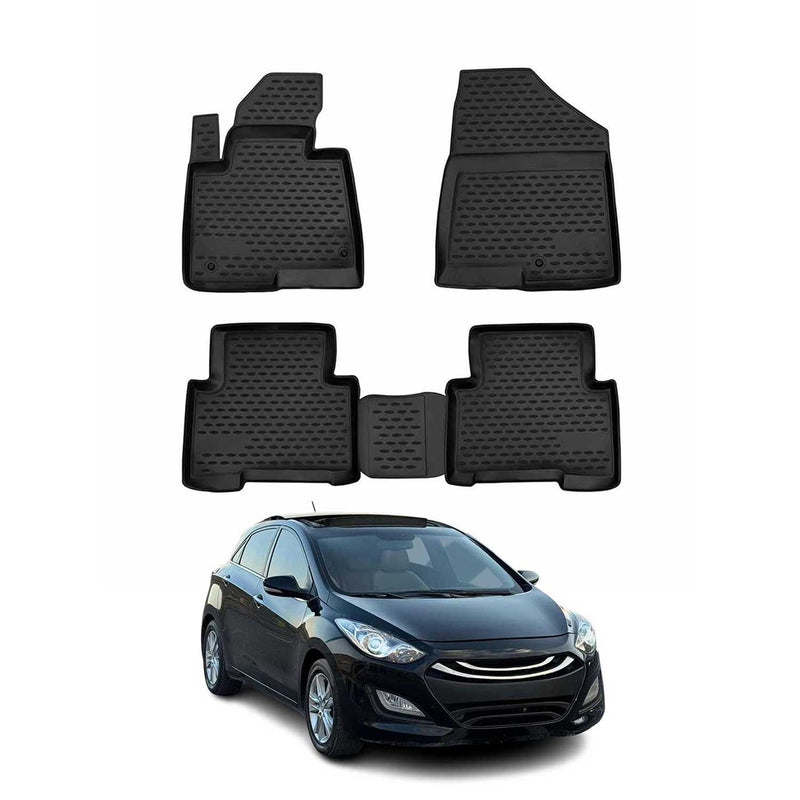 OMAC Tapis de sol pour Hyundai i30 2012-2016 sur mesure en caoutchouc Noir