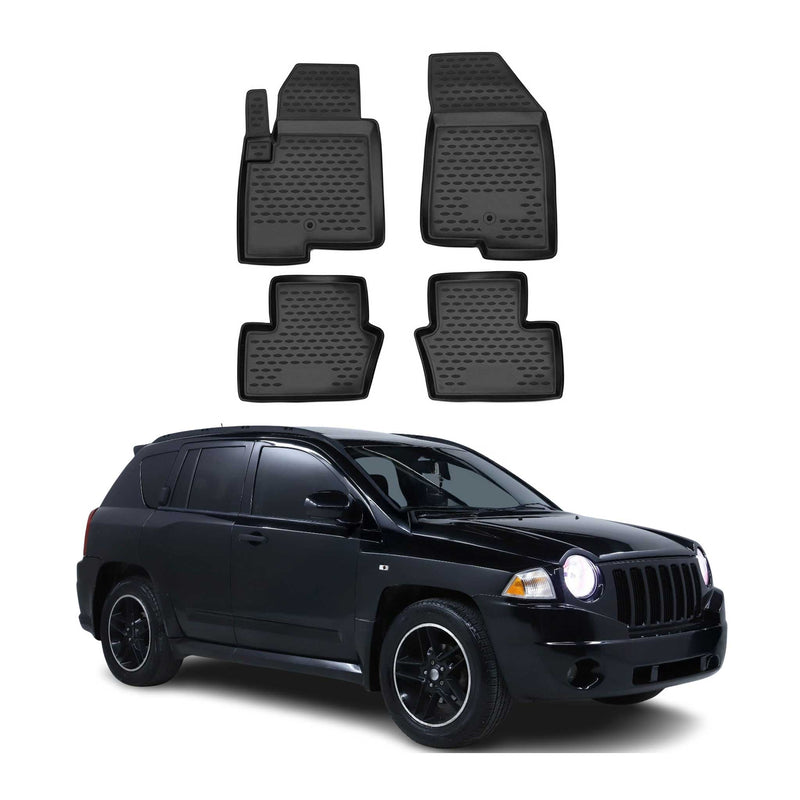 2006-2017 Jeep Compass MK49 / Patriot OMAC Tapis de sol en caoutchouc 3D Noir 4x