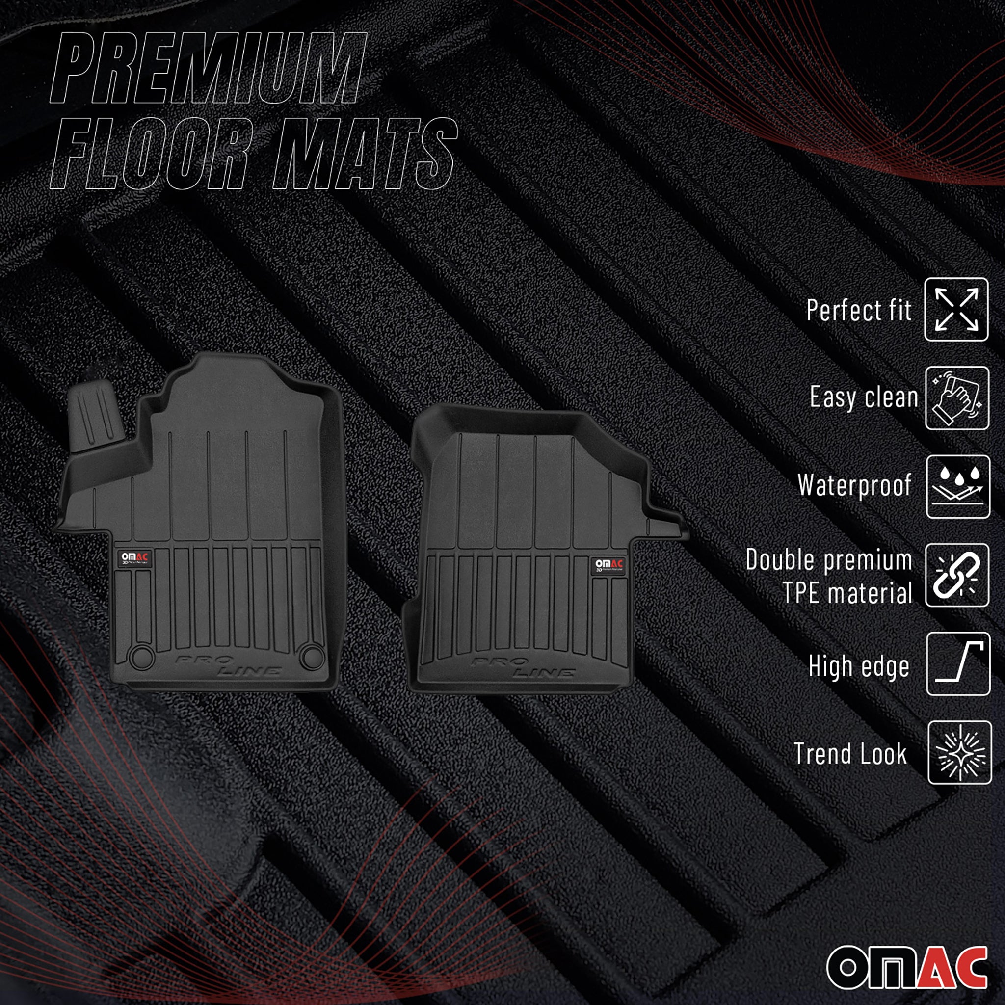 Tapis de Sol pour Mercedes Vito W447 2020-2026 Caoutchouc TPE Noir