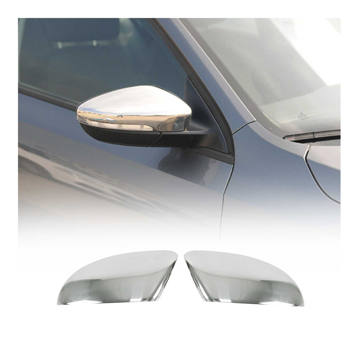 Coques de Rétroviseurs pour VW Jetta 2010-2018 en Acier Inoxydable Chromé Argent