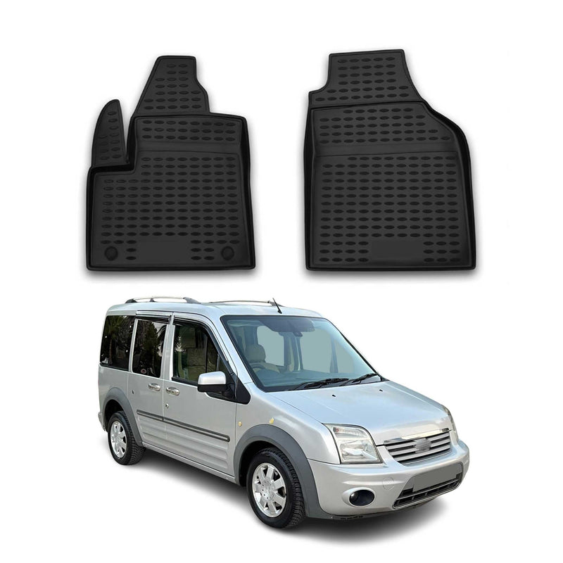 Tapis de sol pour Ford Transit Connect 2002-2013 en caoutchouc TPE 3D Noir 2Pcs