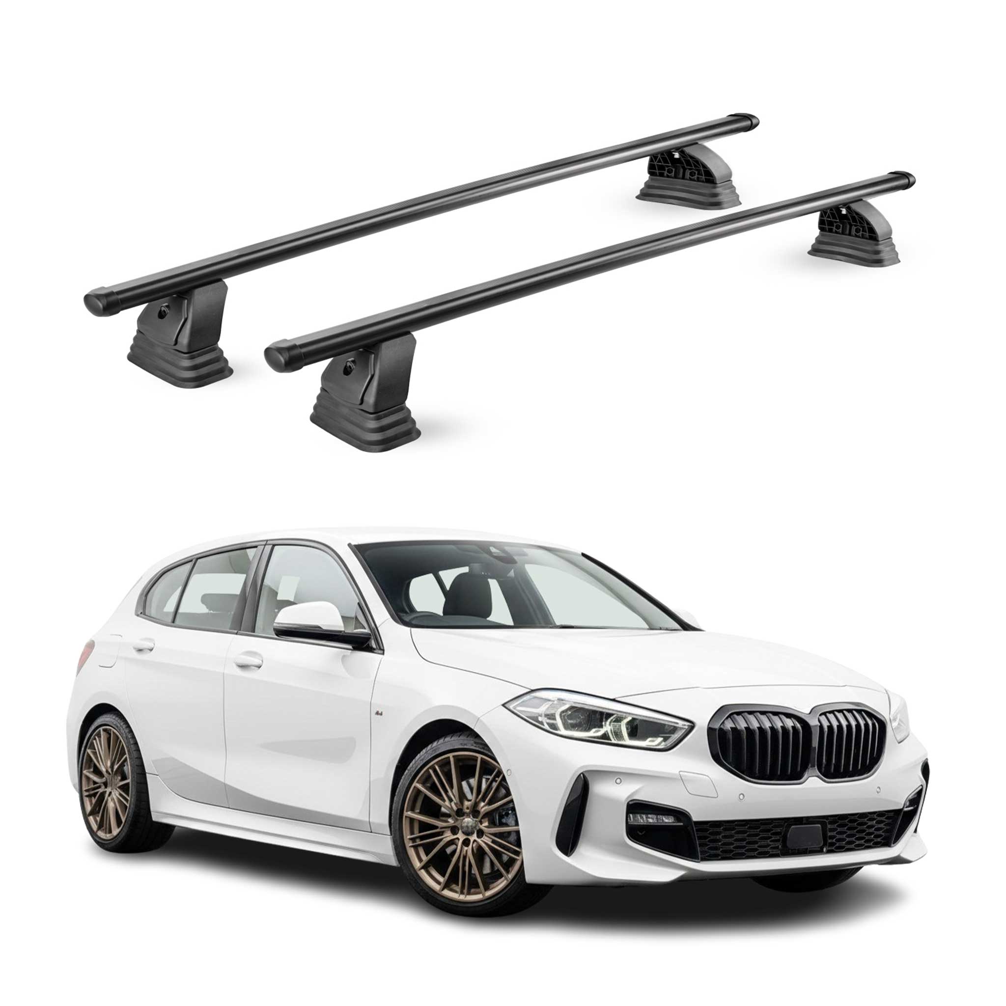 Barres de toit transversales acier pour BMW Serie 1 F40 2019-2024 TÜV Noir 2Pcs