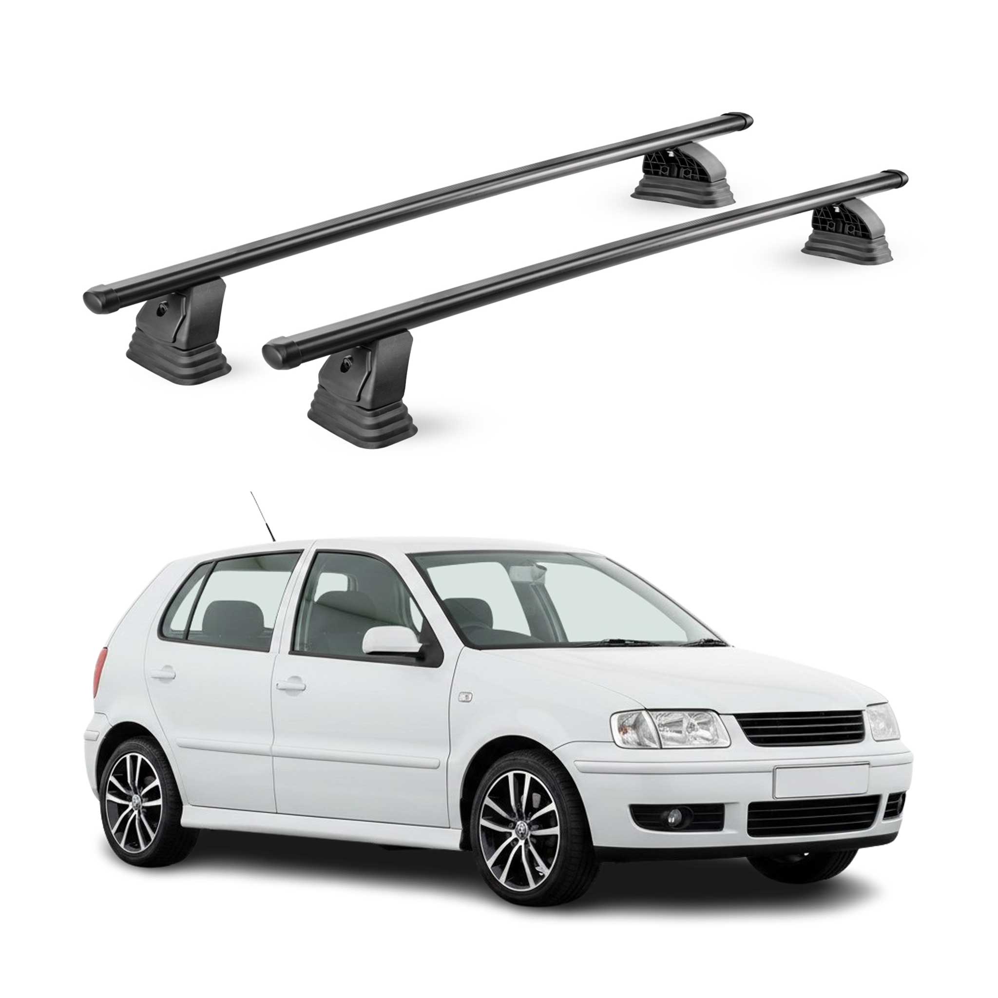 Barres de toit transversales acier pour VW Polo mk3 HB Break 1994-2002 Noir 2Pcs