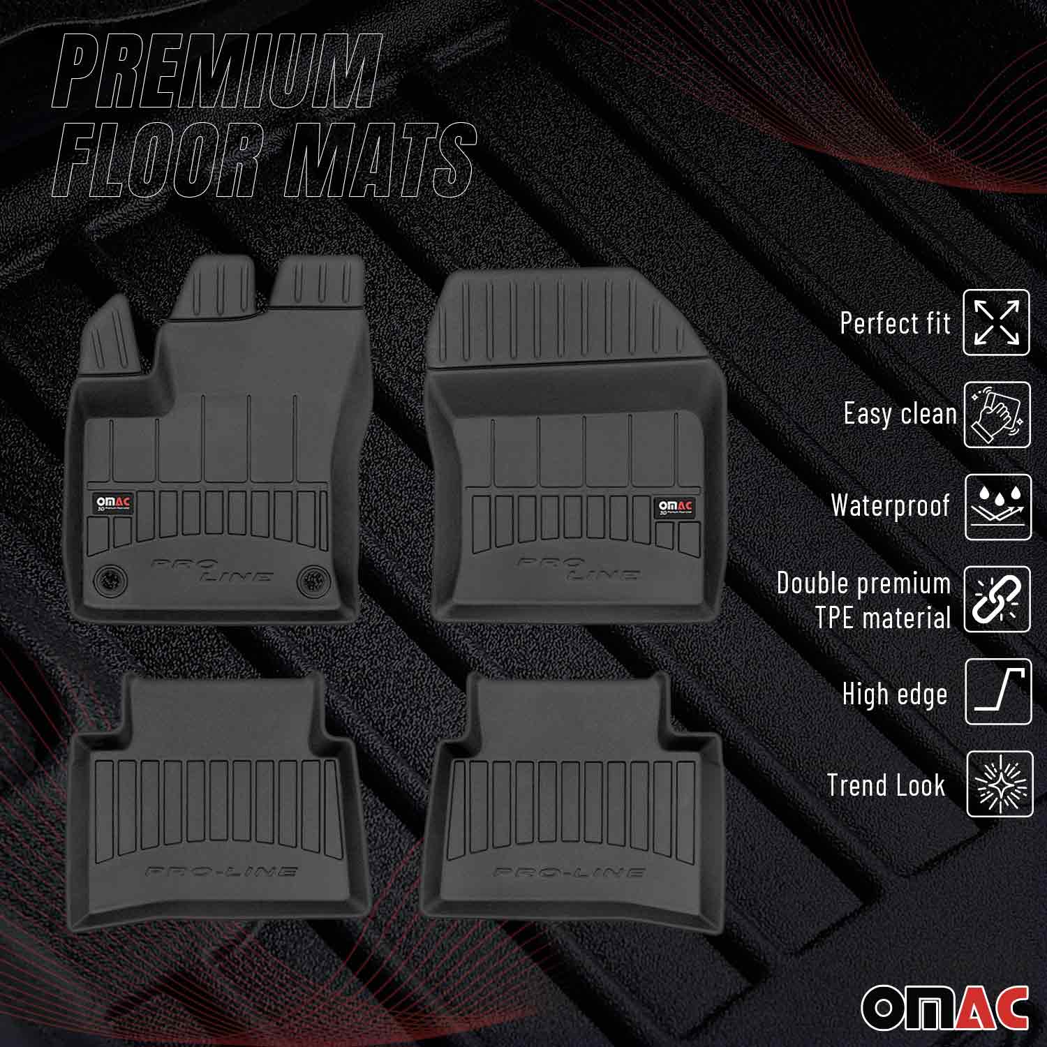 OMAC Tapis de sol en caoutchouc pour Toyota Prius PHV Prime 2015-23 Noir Premium