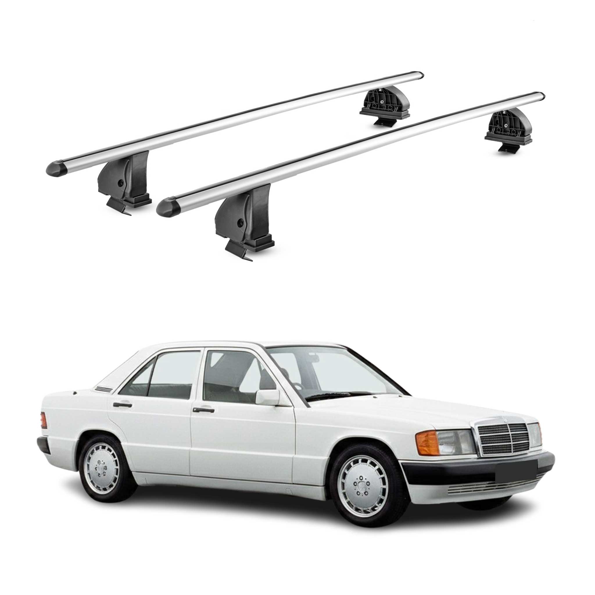 Barres de toit transversales Alu pour Mercedes 190 W201 1982-1993 TÜV Gris 2Pcs
