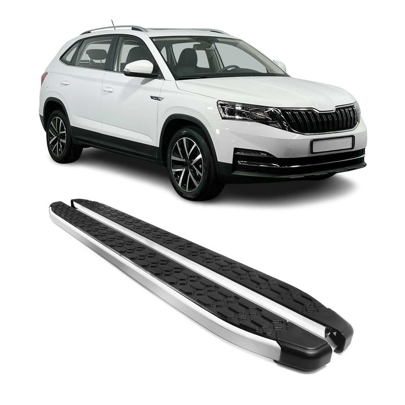 Marchepieds Latéraux Pédale pour Skoda Kamiq 2020-2025 Aluminium Argenté Noir