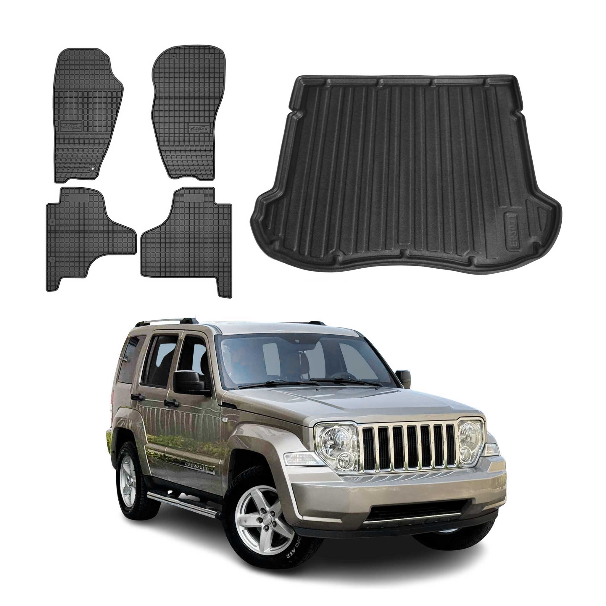 Kit Tapis de sol et coffre pour Jeep Cherokee 2007-2013 TPE Noir