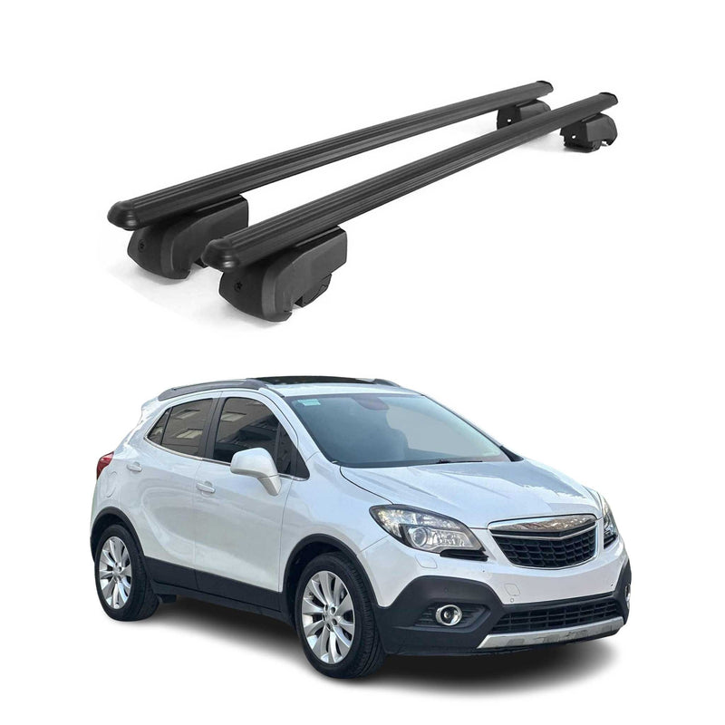 Barres de toit Transversales pour Opel Mokka A 2012-2015 ABE Aluminium Noir