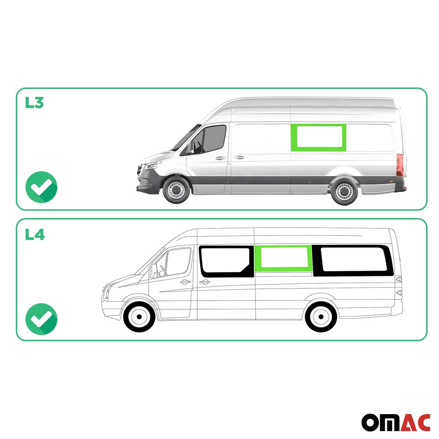 Fixe Vitre Porte pour Mercedes Sprinter W907 2018-2026 L3 L4 Gauche Coulissante