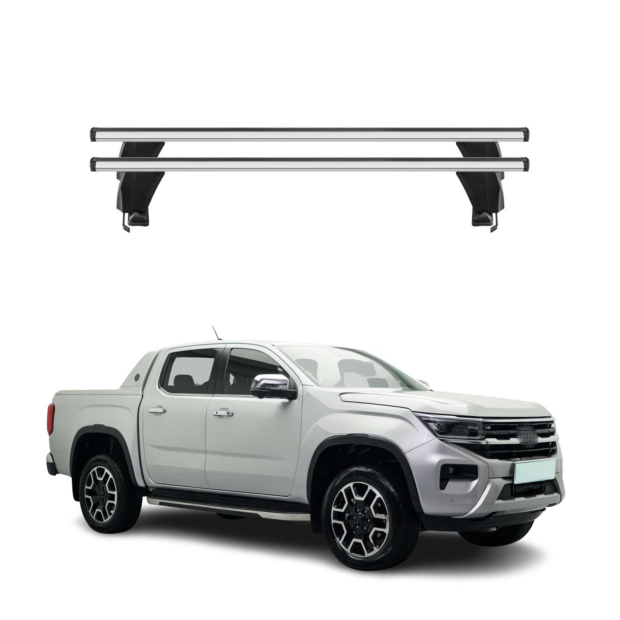 Menabo Barres de toit transversales pour VW Amarok II 2022-2025 Alu Gris 2x