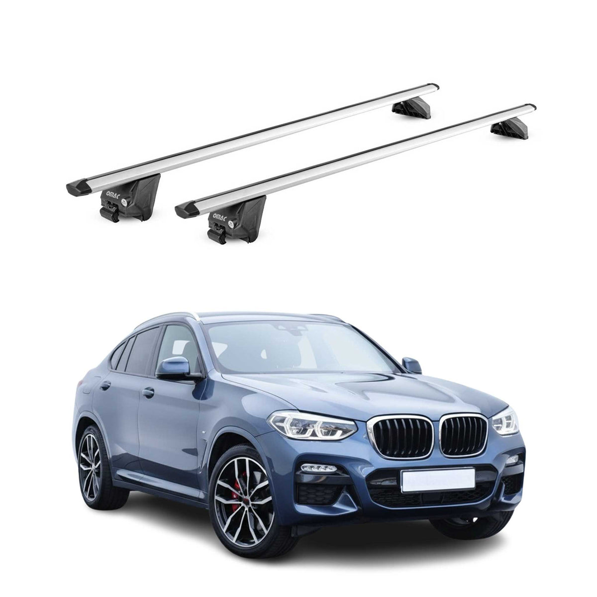 Barres de toit transversales pour BMW X4 G02 2018-2025 Alu Gris Argenté 2x ABE