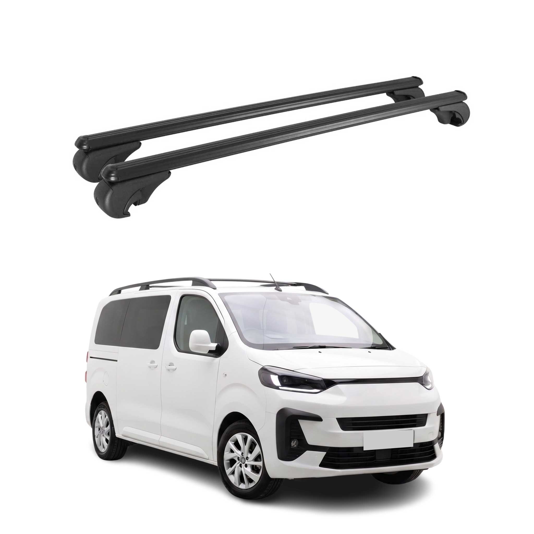 Barres de toit Transversales pour Fiat Scudo 2022-2026 TÜV Aluminium Noir 2Pcs
