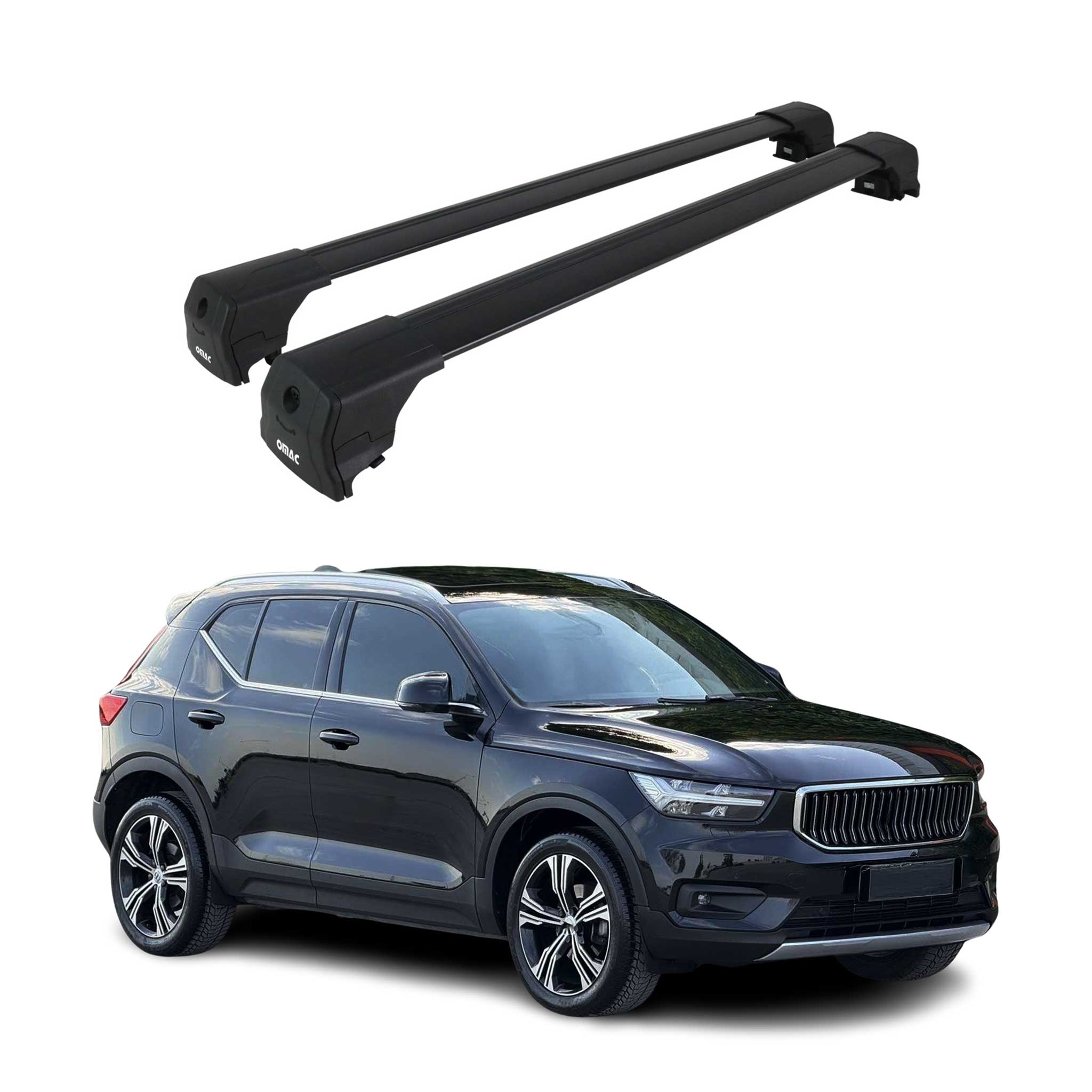 Barres De Toit Transversales pour Volvo XC40 2018-2023 Aluminium Noir ABE