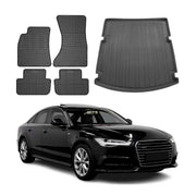 Kit Tapis de sol et coffre pour Audi A6 C7 Berline 2011-2018 Noir TPE