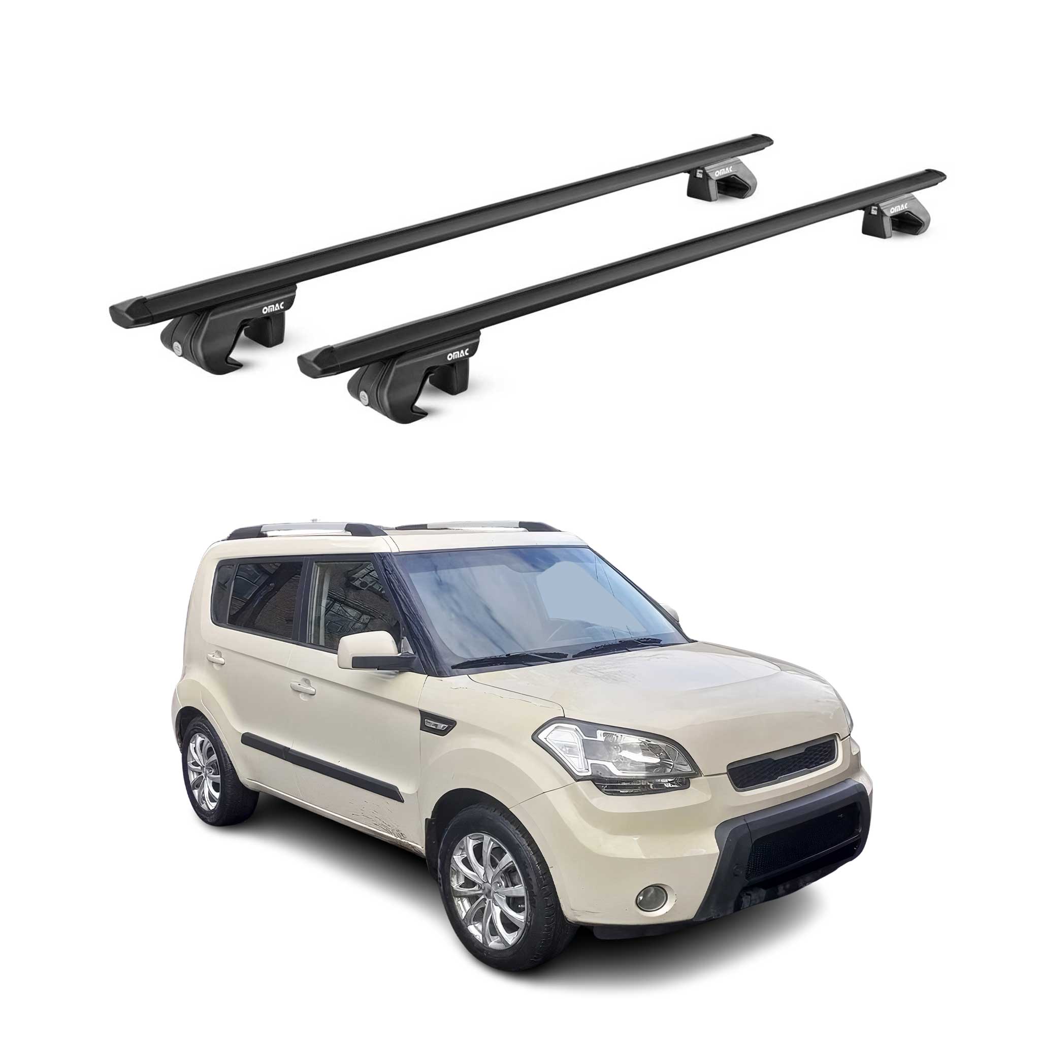 Barres de toit transversales ABE pour Kia Soul AM 2008-2013 5 P Alu Noir 2x