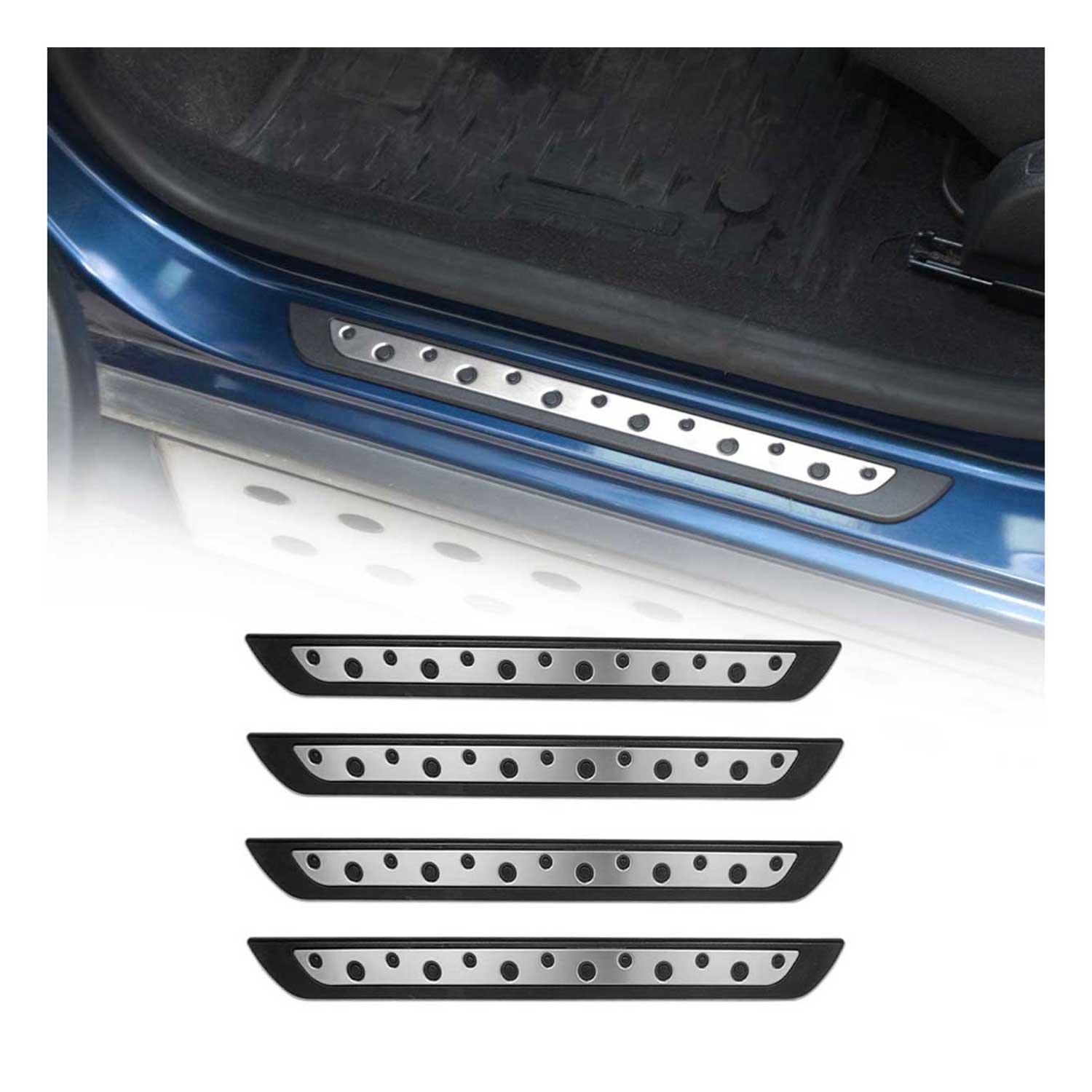 Couverture de Seuil de porte pour VW Caddy 2003-2026 acier inox chromé + Abs 4x