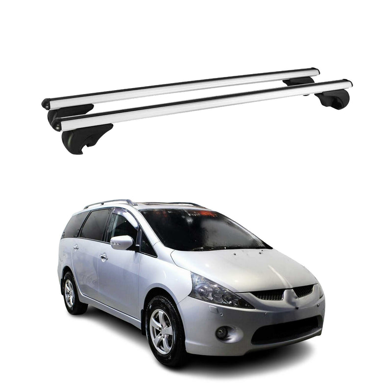 Barres de toit Transversales pour Mitsubishi Grandis 2004-2011 Aluminium Argent