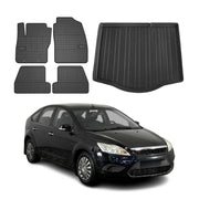 Kit Tapis de sol et coffre pour Ford Focus mk2 2004-2011 5Portes TPE Noir