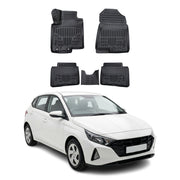 Tapis de sol pour Hyundai I20 III 2020-2027 Noir 3D en Caoutchouc TPE 4x