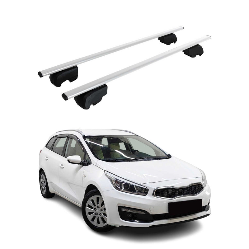 Barres de toit Transversales pour Kia Ceed Break 2012-2018 Fer Argent ABE