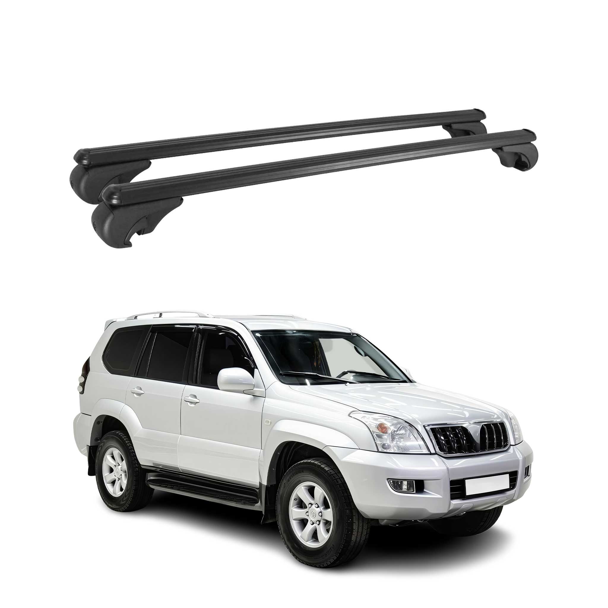 Barres de toit Transversales pour Toyota Land Cruiser J12 2002-2009 Alu Noir
