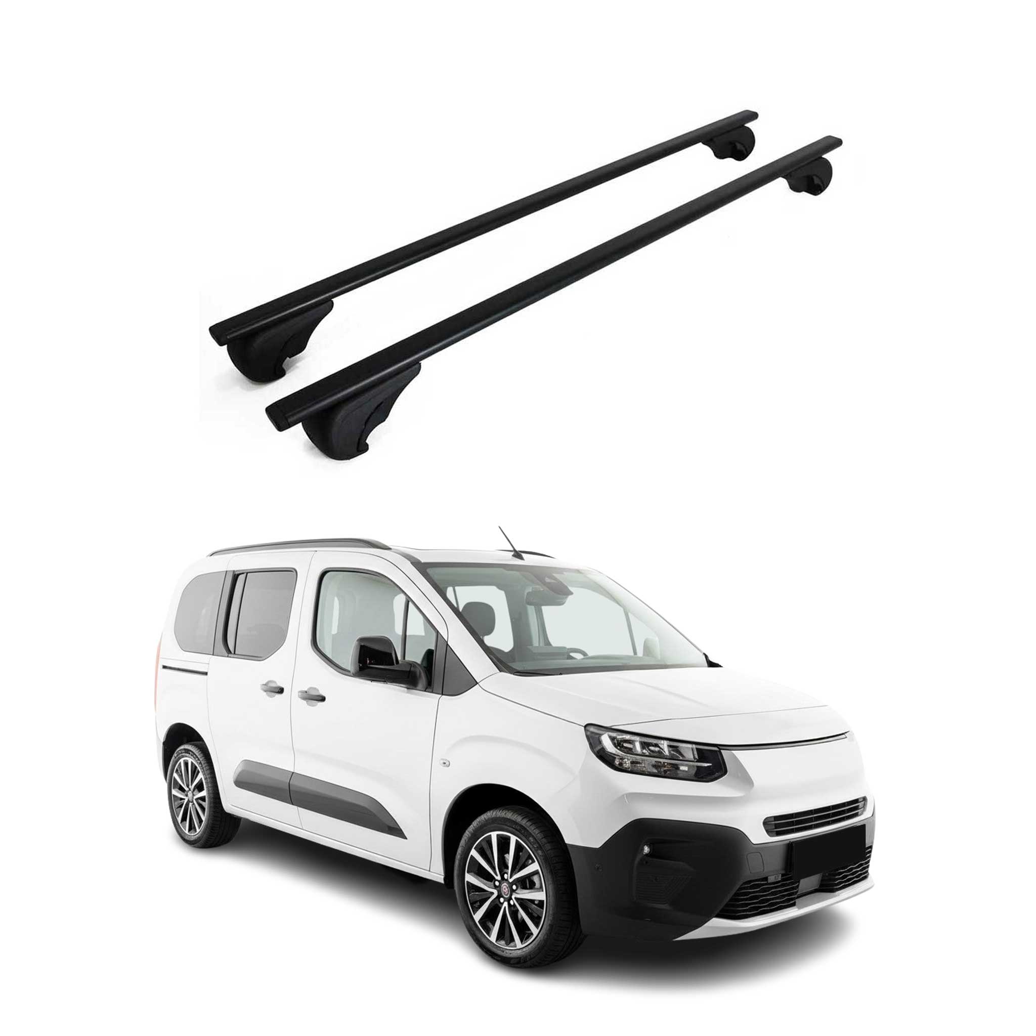 Barres de toit Transversales pour Fiat Doblo III 2022-2026 Fer Noir 2Pcs