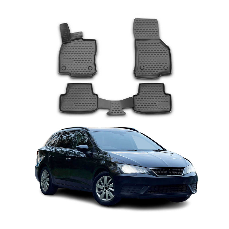 Tapis de Sol pour Seat Leon 2012-2020 Caoutchouc TPE Noir