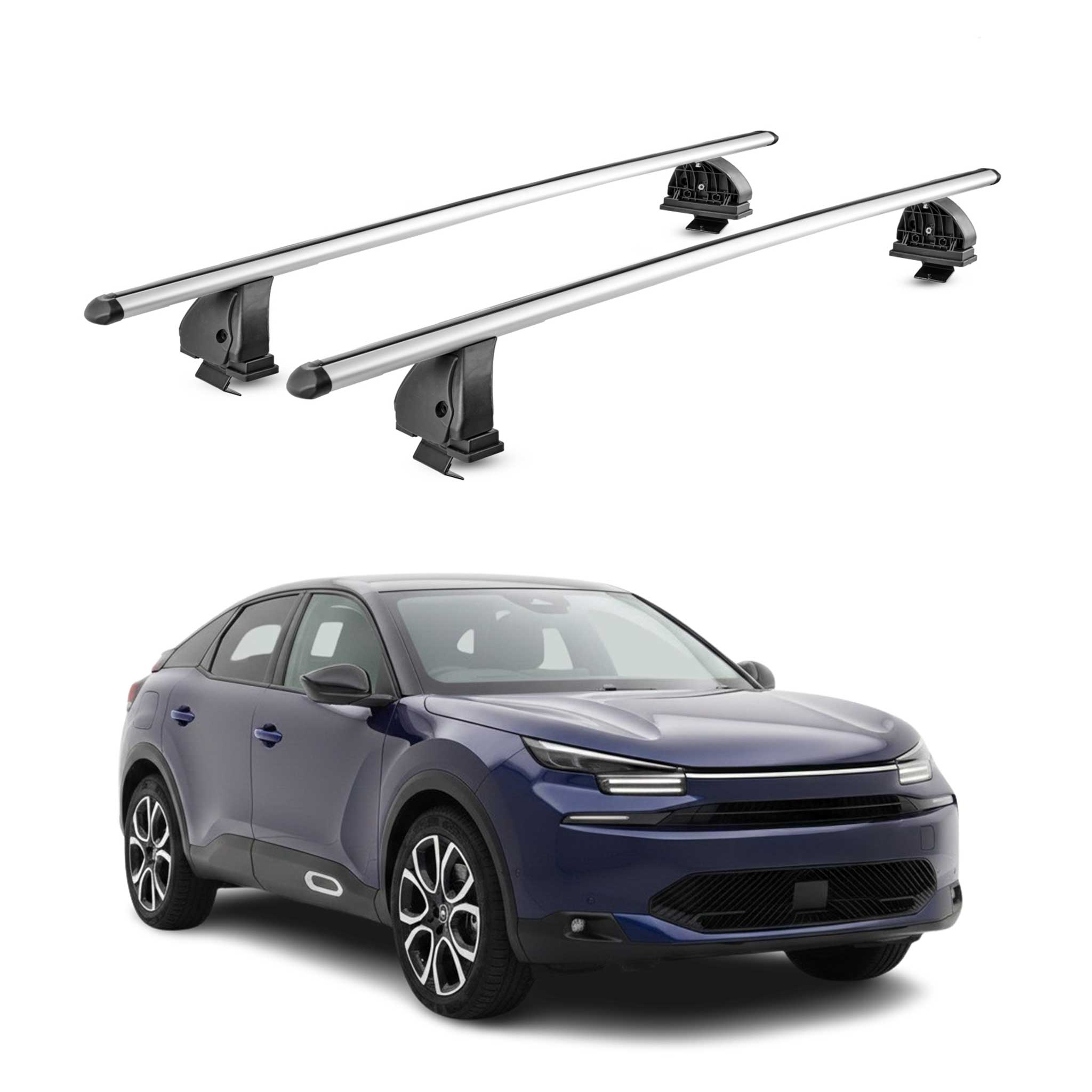 Barres de toit transversales Alu pour Citroen C4 X 2023-2026 TÜV 75 kg Gris 2Pcs