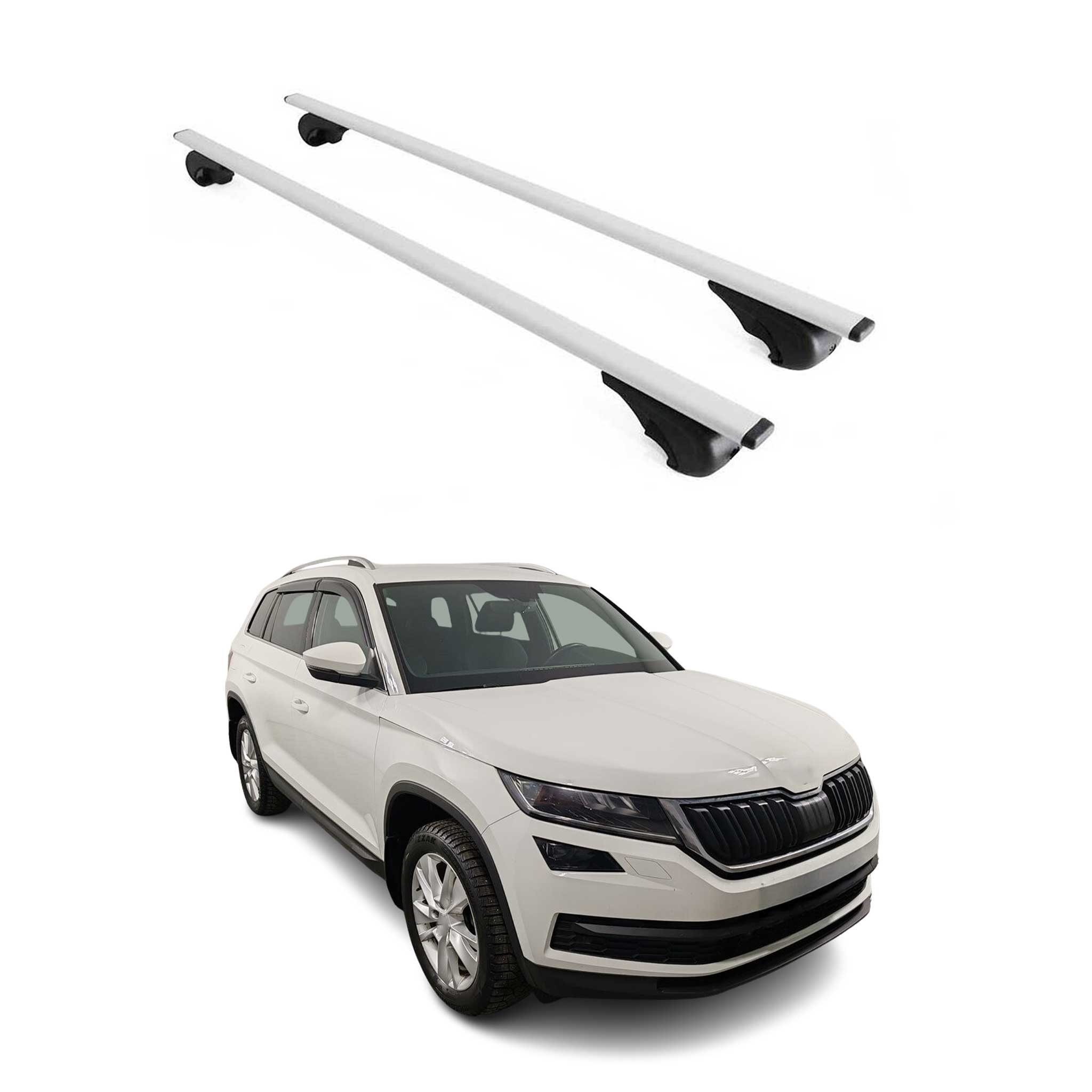 Barres de toit Transversales pour Skoda Kodiaq I 2016-2024 Fer Argent