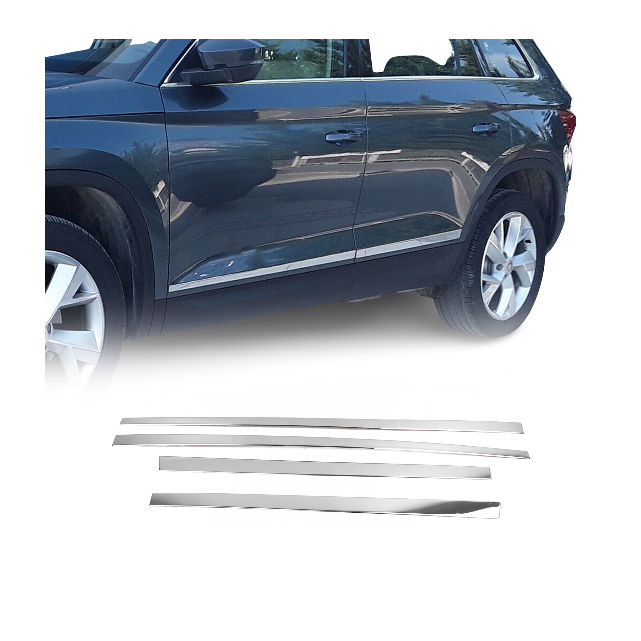 Garniture Baguette de porte latérale pour Skoda Kodiaq 2017-2025 acier inox 4Pcs