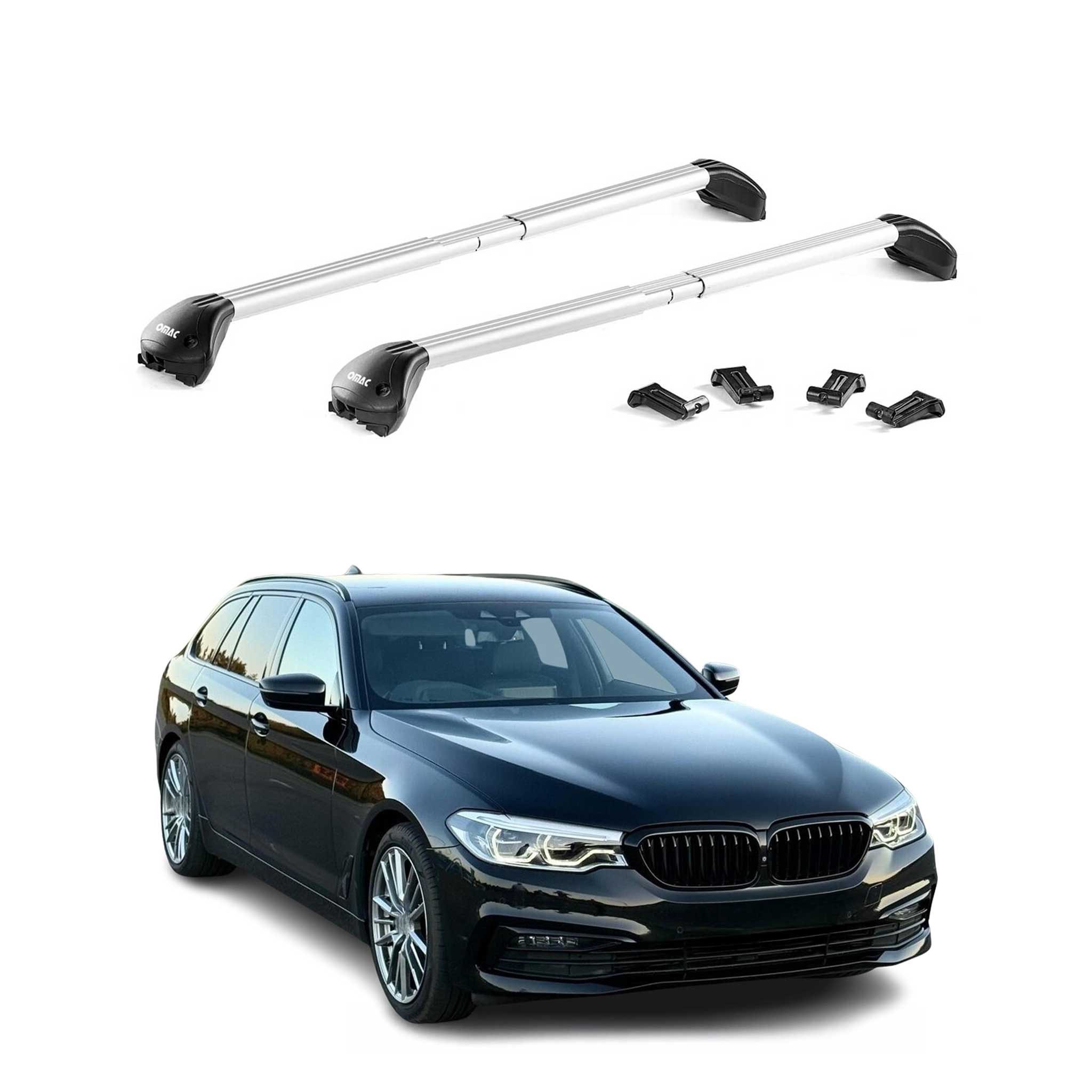 Barres de toit transversales pour BMW Serie 5 Break G31 2017-2023 Alu Gris ABE