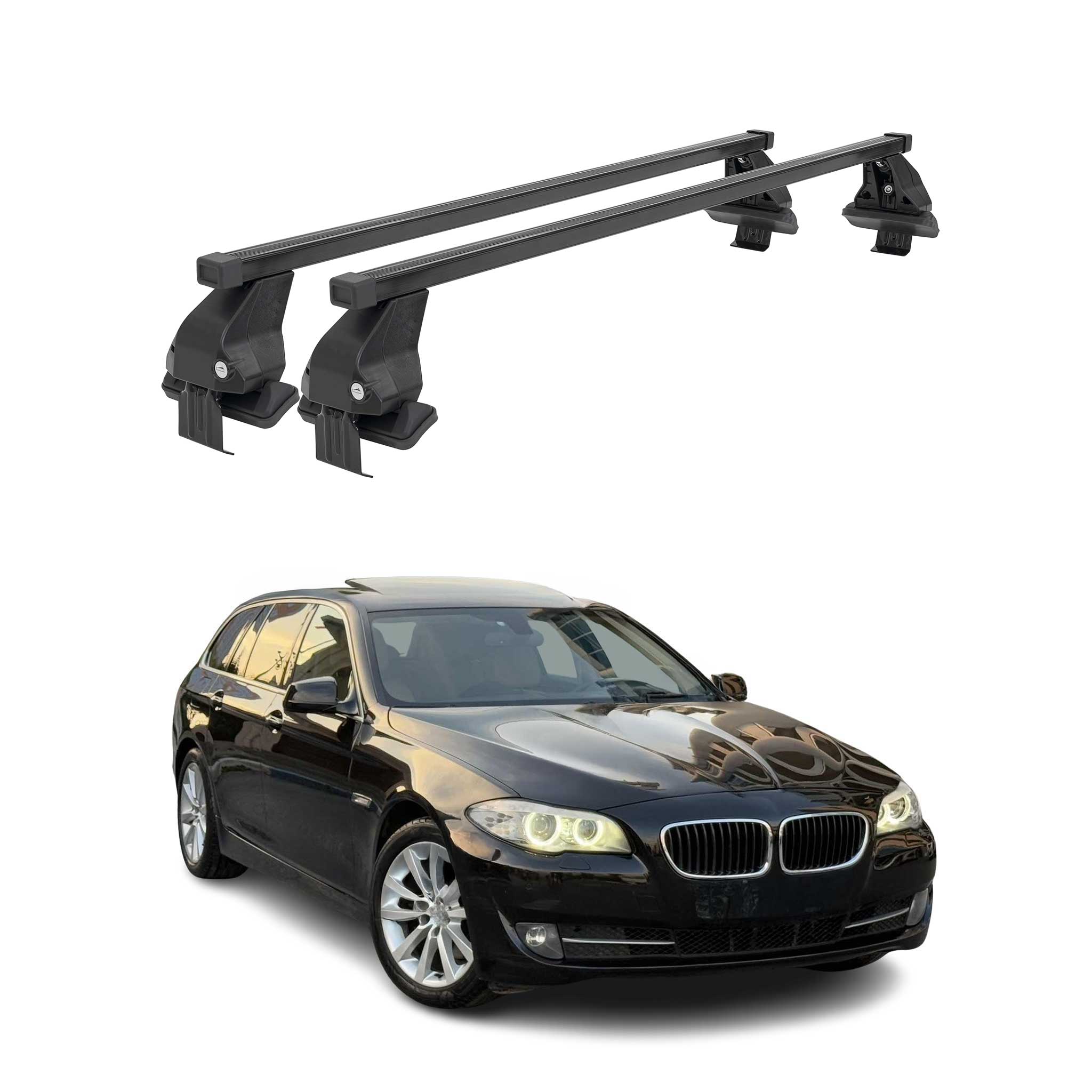 Barres de toit transversales Menabo pour BMW Série 5 F11 Break 2009-2017 Noir