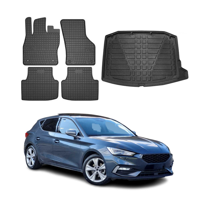 Kit Tapis de sol et coffre pour Seat Leon 2020-2024 TPE Noir