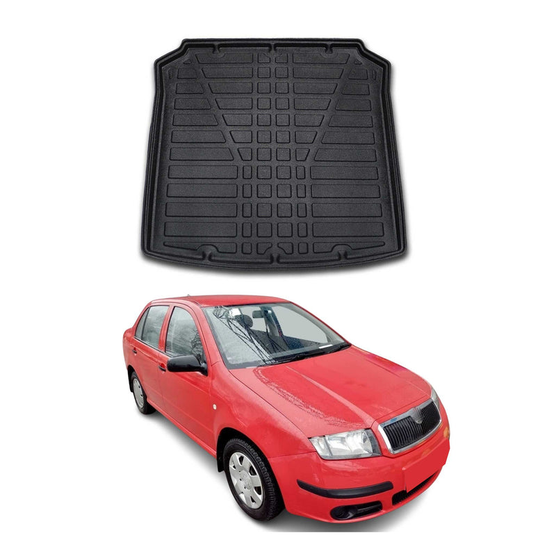 Tapis de Coffre pour Skoda Fabia 2000-2007 Berline en TPE Noir