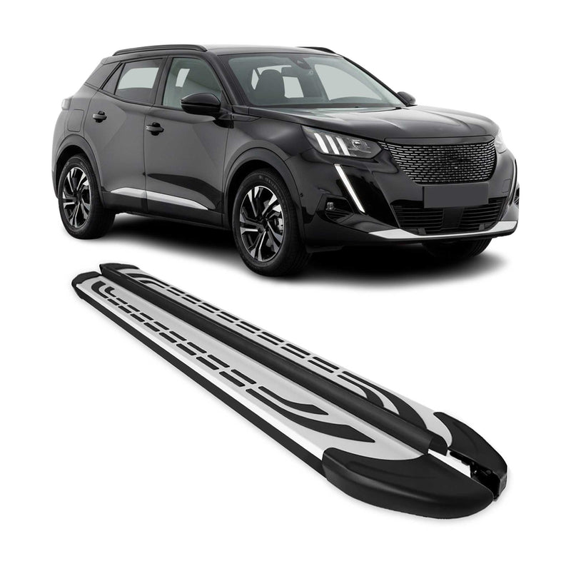 Marchepieds Latéraux pédale pour Peugeot 2008 2020-2024 Aluminium Gris Noir 2x